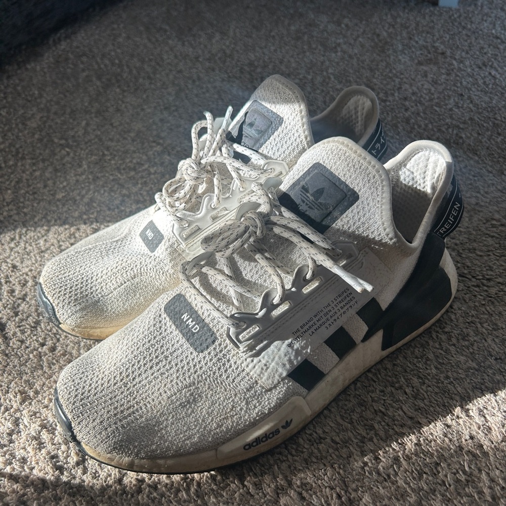 Adidas NMD R1 Cream and Black Shoes